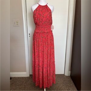 Lost + Wander Floral Halter Maxi Dress Smocked Waist Boho Small